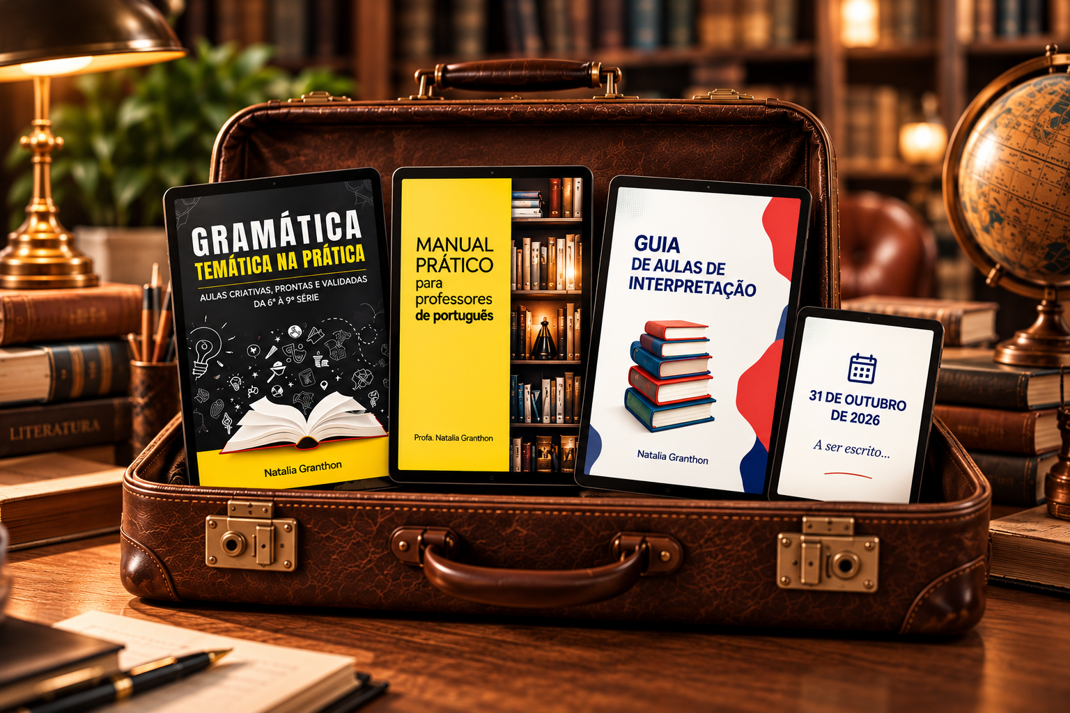 Mala com os livros digitais da Bagagem do Professor de Português